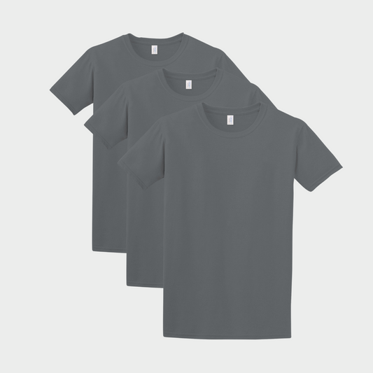 Pack of 3 solid t-shirts Charcoal Size 2XL