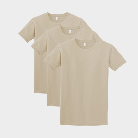 Pack of 3 solid t-shirts Sand Size M