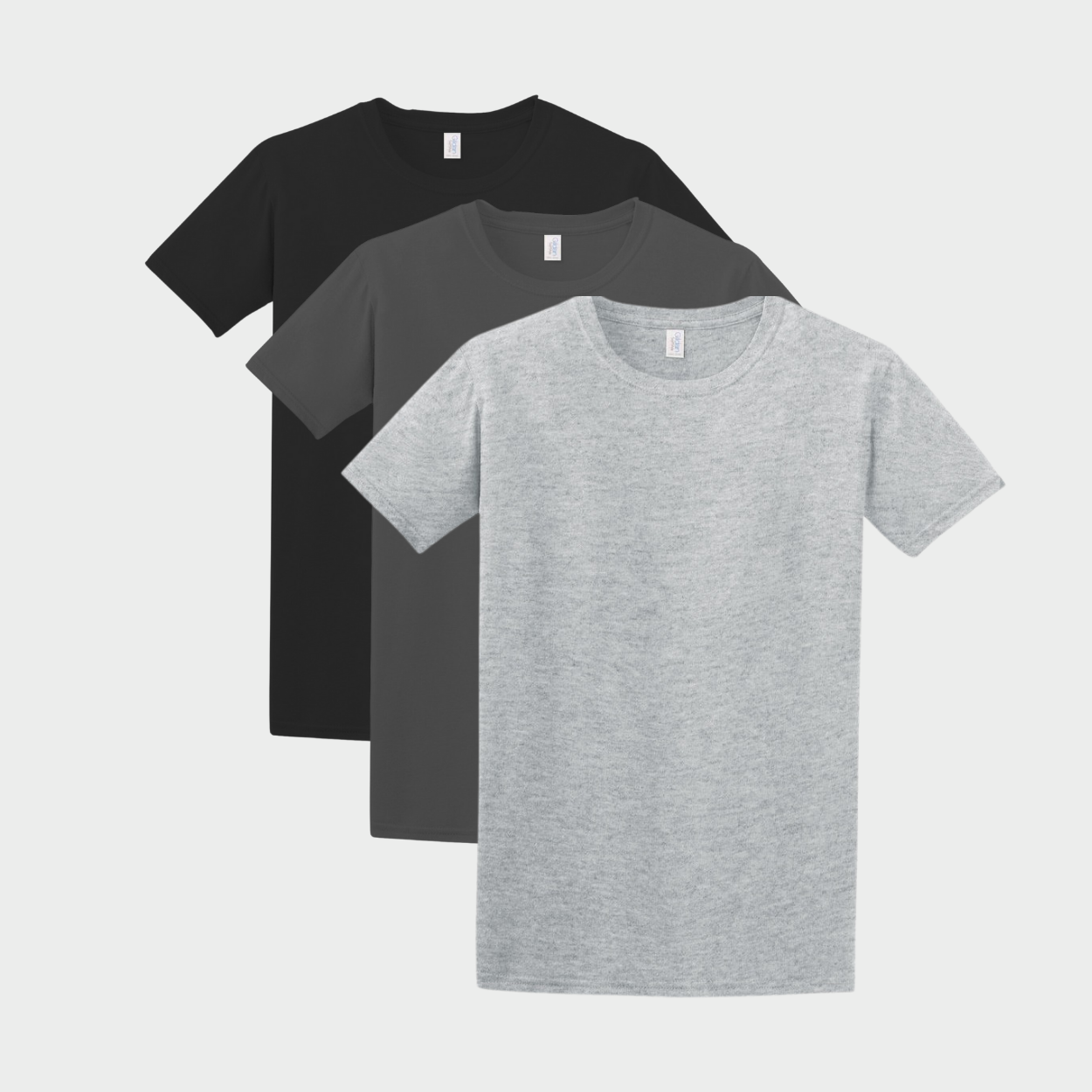 Pack of 3 solid t-shirts (Black, Dark Heather, Ash Grey) Size 2XL