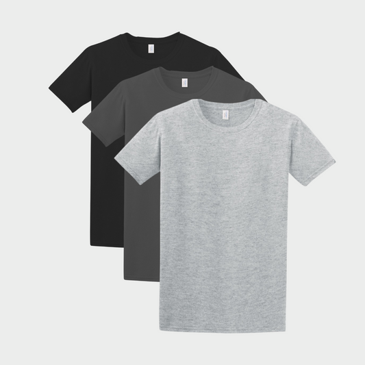 Pack of 3 solid t-shirts (Black, Dark Heather, Ash Grey) Size L