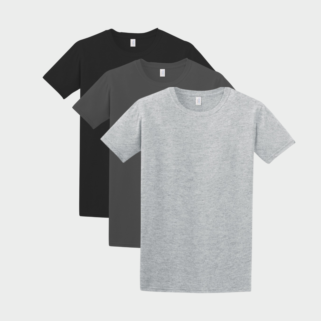 Pack of 3 solid t-shirts (Black, Dark Heather, Ash Grey) Size S