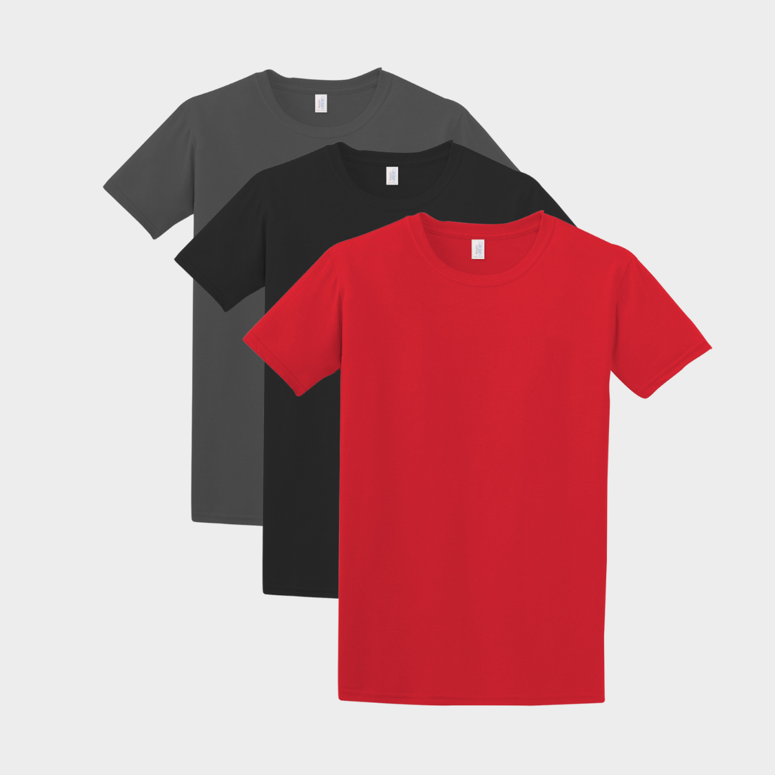 Pack of 3 solid t-shirts (Heather, Black, Red) Size L