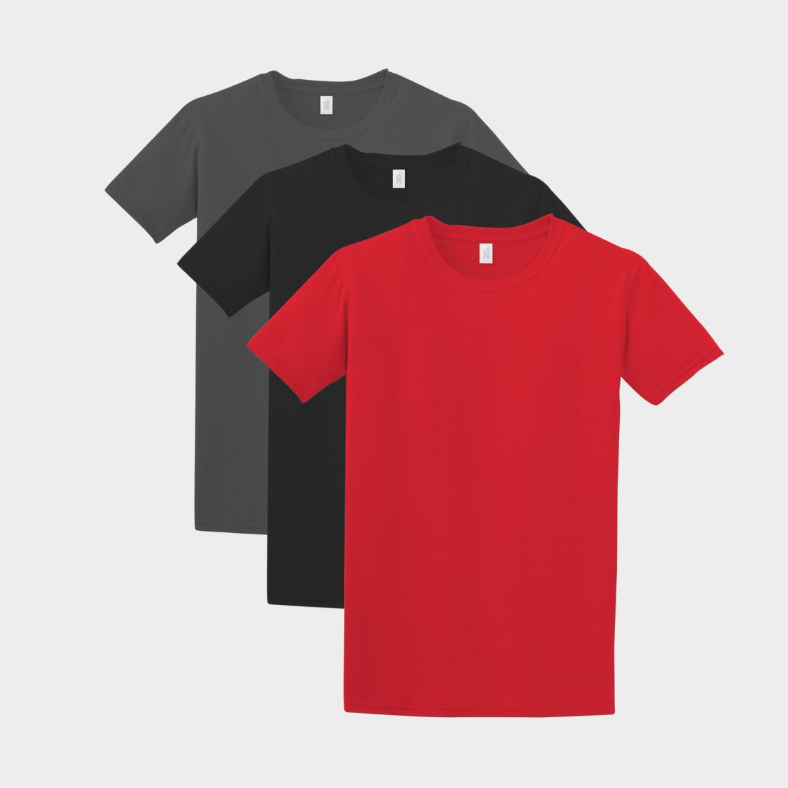 Pack of 3 solid t-shirts (Heather, Black, Red) Size 2XL