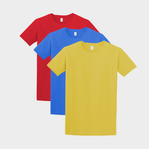 Pack of 3 solid t-shirts (Royal, Red, Yellow) Size M