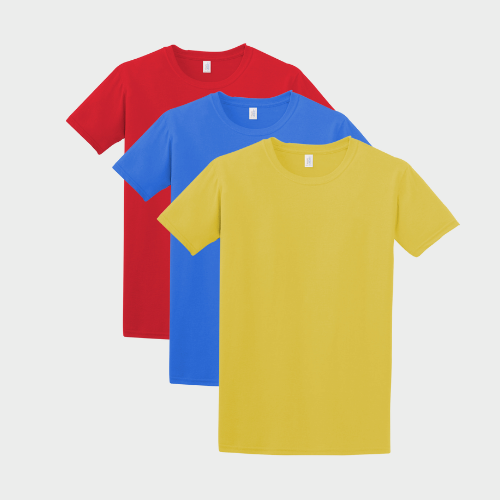 Pack of 3 solid t-shirts (Royal, Red, Yellow) Size XL